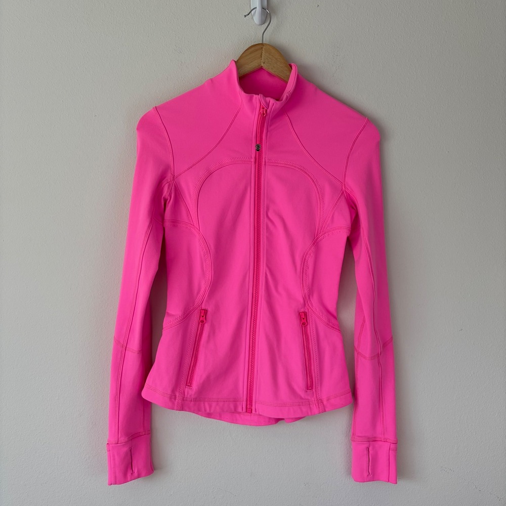 Lululemon Define Jacket Neon Pink Luon Full Zip Yoga Workout Top Womens Size 4